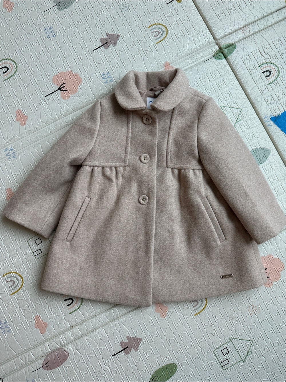 Mayoral Girls' Light Beige Peacoat Jacket